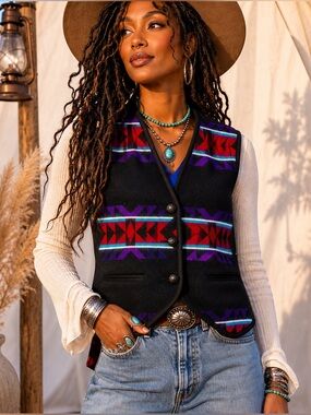 Vintage Pendleton High Grade Westernwear Navajo Aztec Print Wool Vest M
